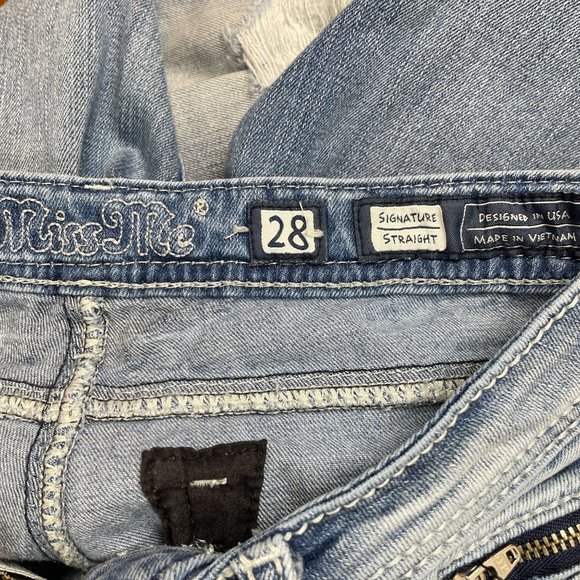 Miss Me Jeans Signature Straight Distressed Denim Medium Wash Womens 28 - Picture 10 of 11
